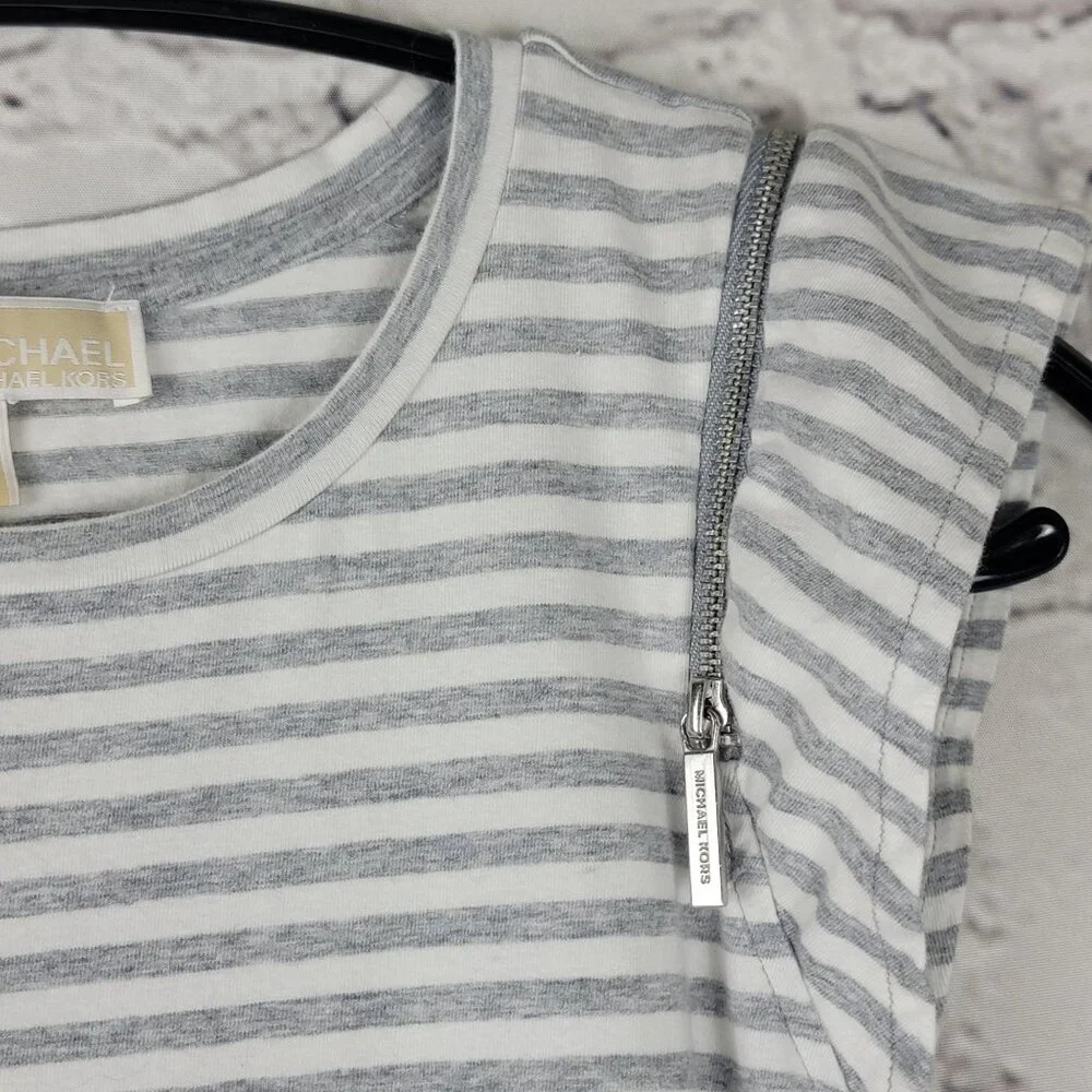 Michael Kors Womens XS Grey Striped Knit Sleeveless Dress Casual‎ wedding Guest